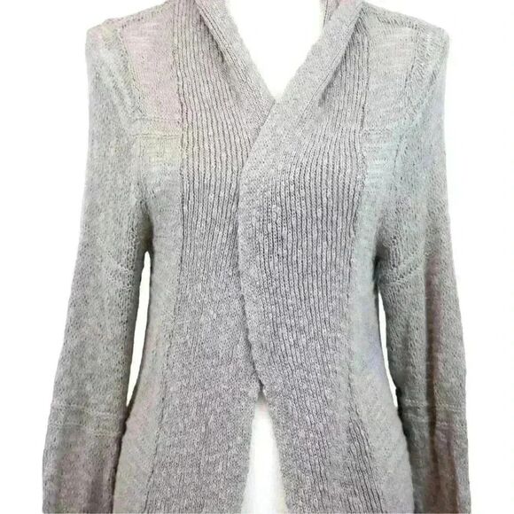 Roxy Gray Slub Knitted Thigh Length Long Cardigan Duster Long Sleeve Size XL - Picture 2 of 6